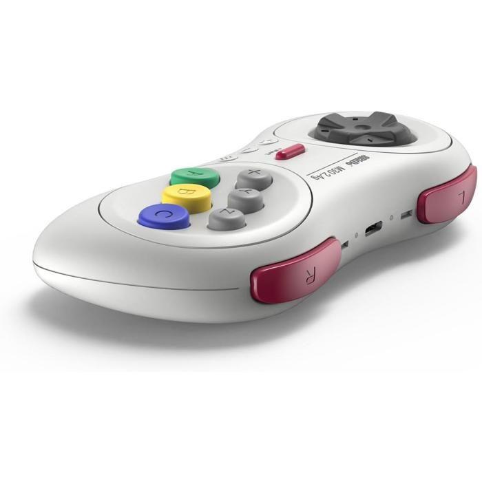 8bitdo Manette sans fils 8 boutons, couleur Blanche/White compatible sur Switch, Sega Genesis mini &amp; Mega Drive mini