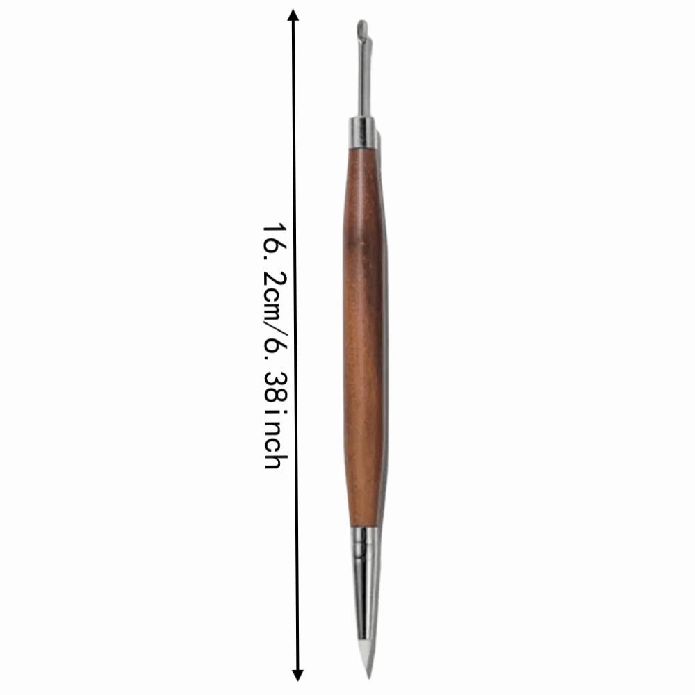 Ergonomic Handle Sandalwood Nail Pen Double Headed Silicone Carving Pen  Gel Polish