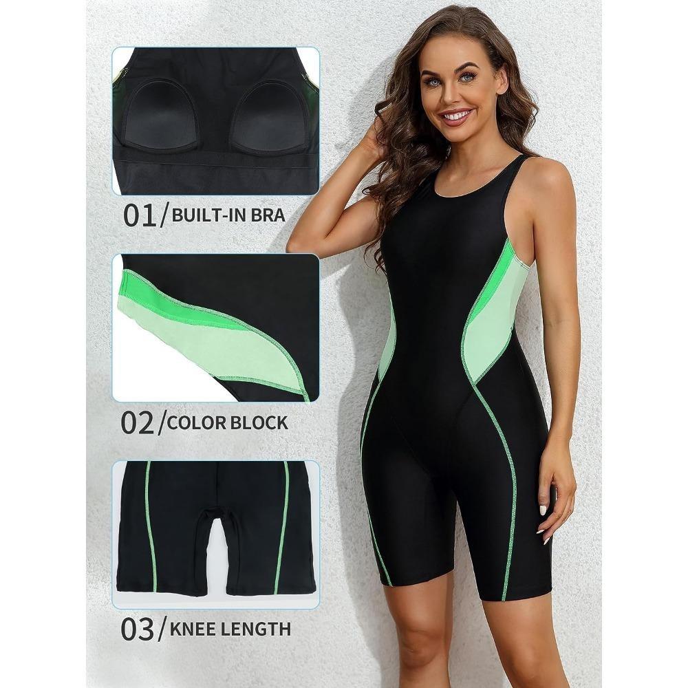 CHARMLEAKS Athletic One Piece Swimsuits for Women Boyleg Swimwear Racerback Bathing Suits