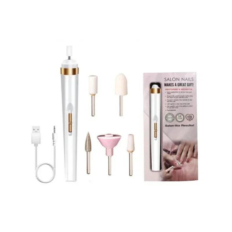 1/5 In 1 Professional Mini Electric Nail Drill Kit Battery Nail Art Exfoliating Polishing File Pen Machine Beauty