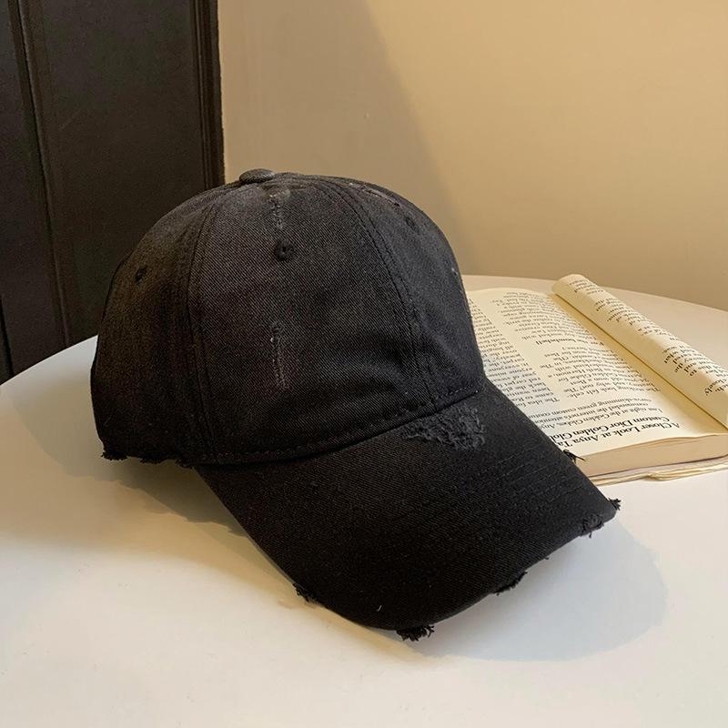 American Ripped Pink Baseball Cap Women'S Wide Brim Showing Face Small Cap Enlarged And Deepened Large Head Circumference Hat