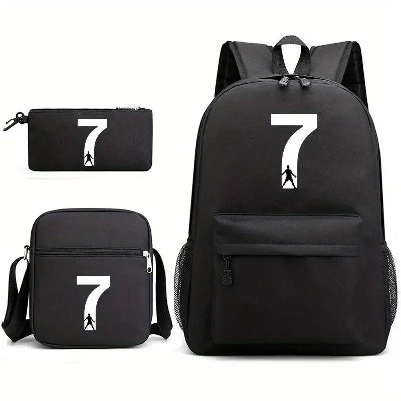 Youth Fashion Backpack Shoulder Bag Pencil Case Children'S Student School Bag 3-Piece Set