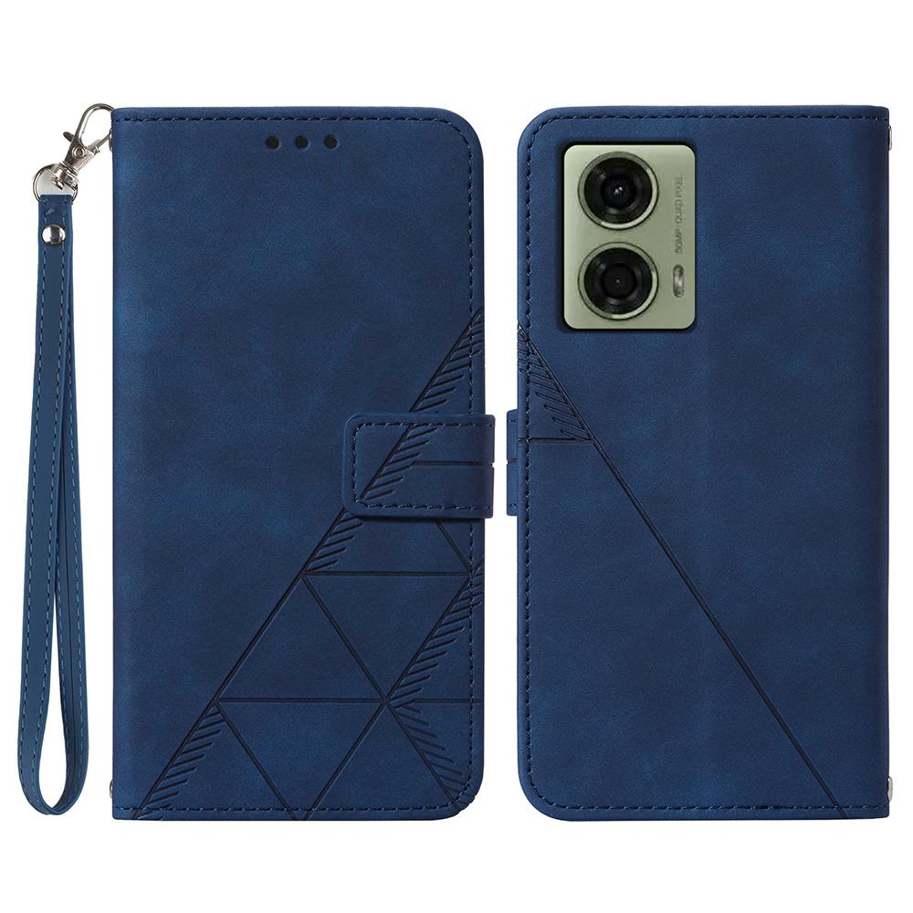 

For Motorola Moto E14 4G/G04 4G/G04s 4G/G24 4G Leather Case with Hand Strap Wallet Stand Phone Cover Sapphire