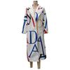 Trench coat nadměrné velikosti - Oversized trench s botanickým potiskem a klopovým límcem, vlněná směs přátelská ke křivkám, svrchní oděv pro práci i víkend