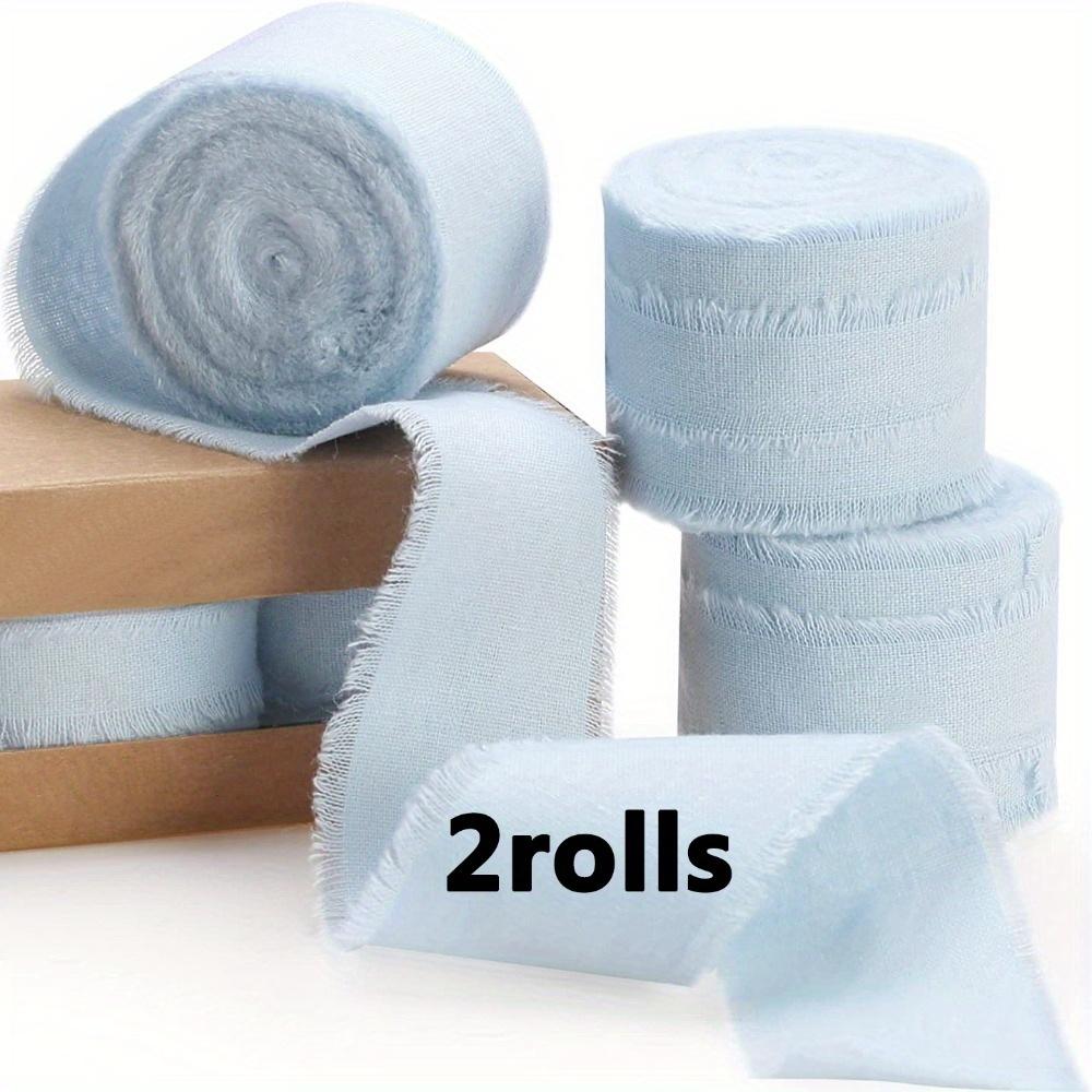 2rolls Festive Ribbons: Handmade Fringed and Perfect for Crafts Weddings or Home Decor Available In White Blue and Green