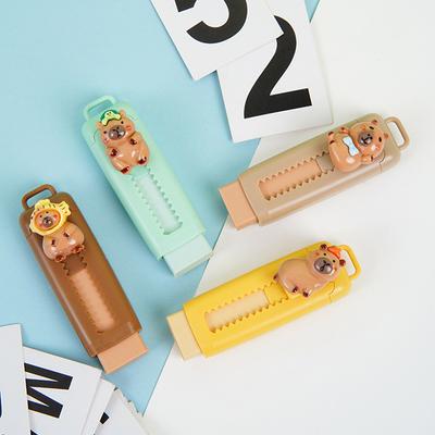 Kawaii Push Pull Capybara Eraser Zachte Schoolbenodigdheden Schoonmaken Rommelvrij Stationair Kantoor Student Rubberen Eraser Voor Kinderen Cadeau