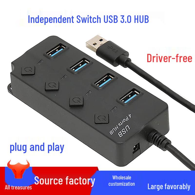 Driver-Free 7-Port USB 3.0 Hub with Individual Switches