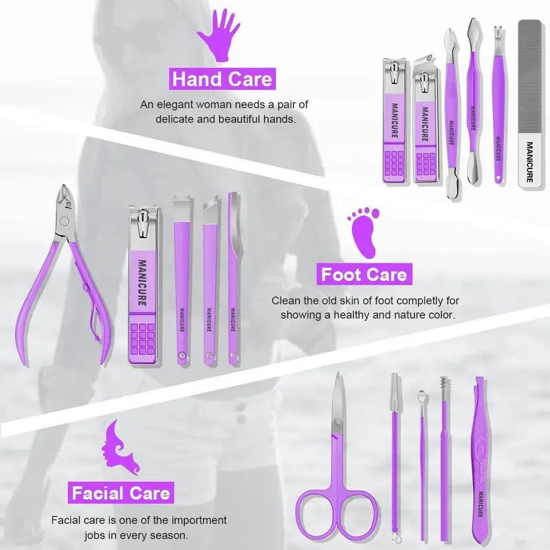 16Pcs/set Folding Bag Nail Clipper Set, Nail Clippers, Pedicure Tools, Scissors, Ear Spoons Set