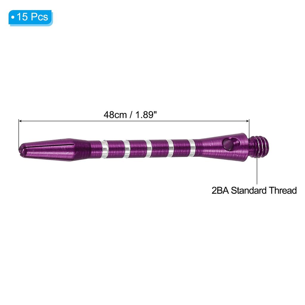 PATIKIL 48mm Aluminum Dart Shafts, 15pcs, Medium, 2BA Thread, Replacement Dart Stems, Dart Accessories, Purple