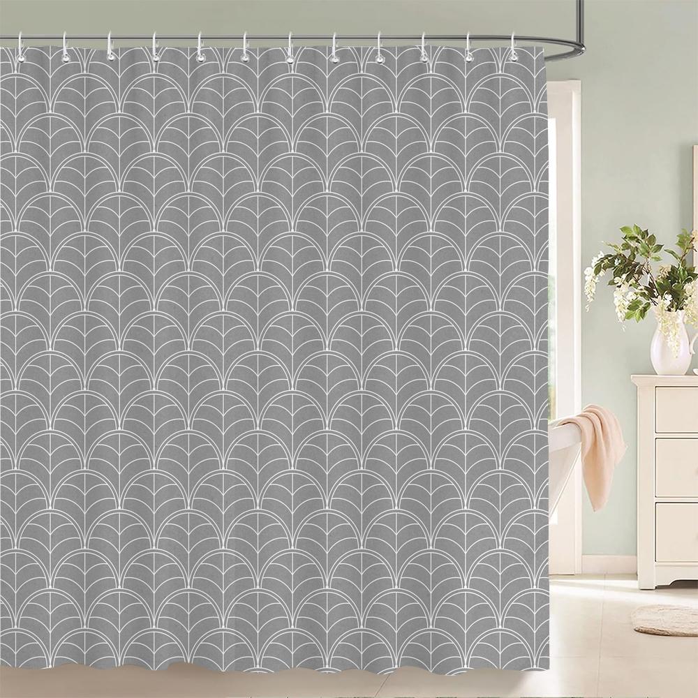 Stripe Shape Shower Curtains For Bathroom Simple Black White Multi-Color Wave Stripe Grid Pattern Waterproof Bathroom Curtains