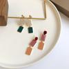 Contrasting Colors Square Dangle Earrings for Women Green Orange Enamel Oil Round Drop Earrings Party Sweet Jewelry Gift