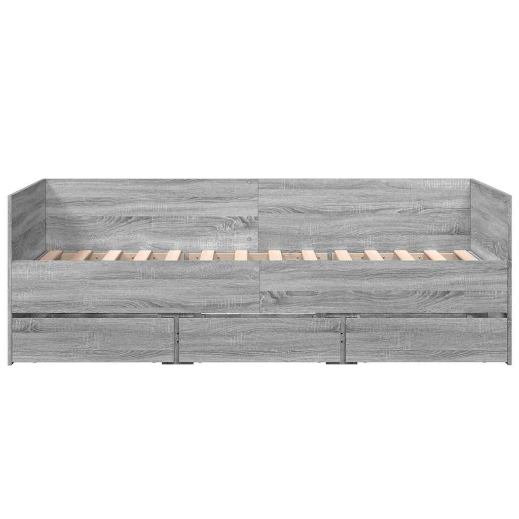 Daybed with Drawers without Mattress Grey Sonoma 90 x 190 cm