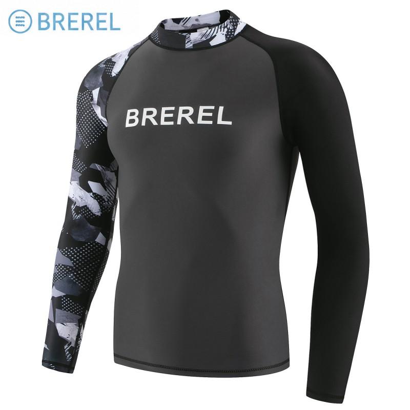 Mens Long Sleeve Rash Guard UV Protection Quick Dry Swimwear Snorkeling Surfing Diving Pool Spa