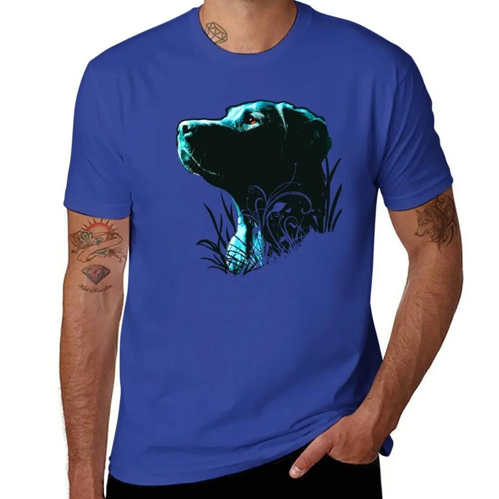 Black Labrador T-Shirt blanks summer top Aesthetic clothing mens graphic t-shirts anime