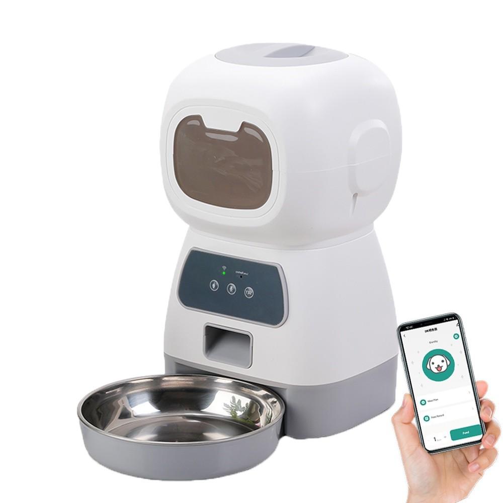Chytrý Automatický Wifi Podavač pro Domácí Zvířata Kočka Pes & Králík Dávkovač Krmiva Velká Kapacita Nerezová Miska na Krmivo