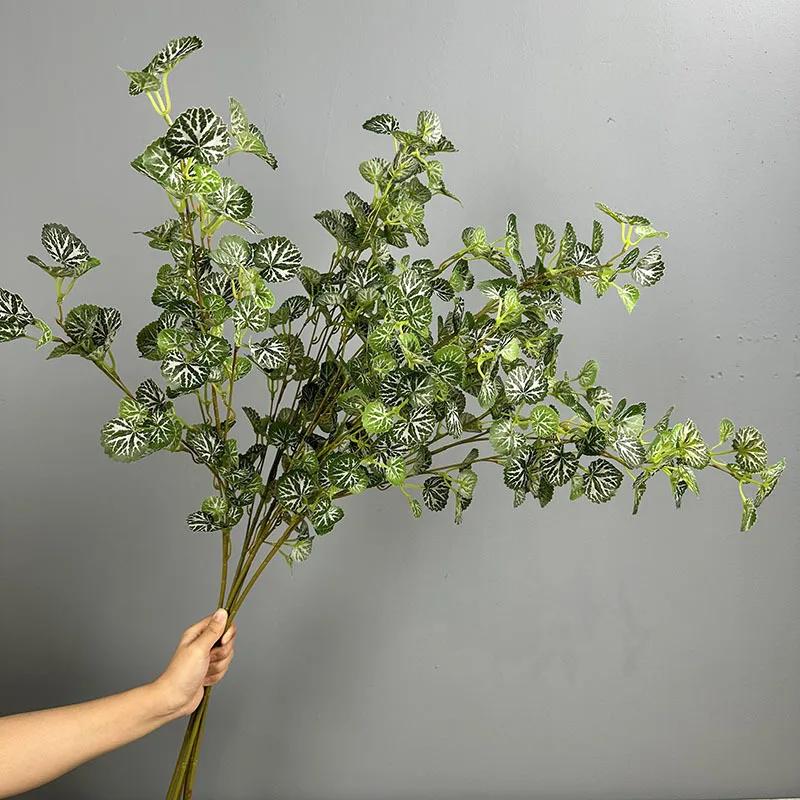 6pcs Simulation Plants Silk Crabapple Leaves Living Room Decoration 90cm Artificial Red Crabapple Leaf Branch Green Plant