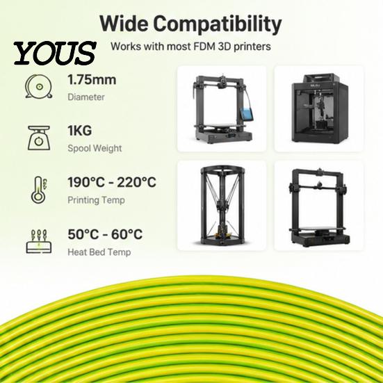 3D Printing Material Printer PLA Filament 1.75mm, Silk Golden Green Dual 1.75mm Color Filament, 1Kg Spool for Projects