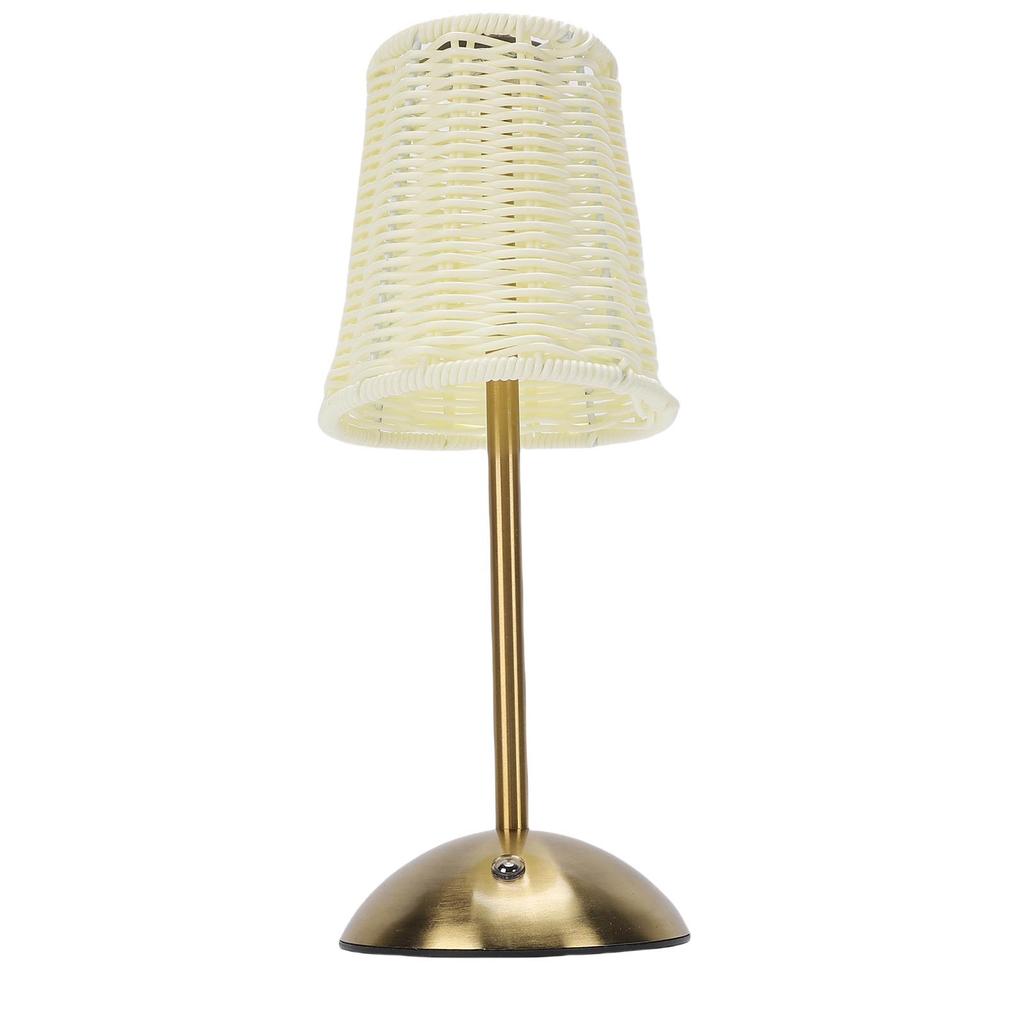 Vintage Rattan Table Lamp LED Dimmable 3 Color Temperatures Rechargeable Cordless Bedside Lamp for Bedroom Living Room