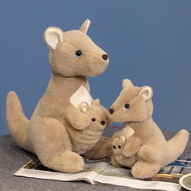 22/35cm Mother and Child Kangaroo Doll Simulation Doll Plush Toy Handmade Doll Cartoon Anime Cute Pillow Cushion Home Decoration