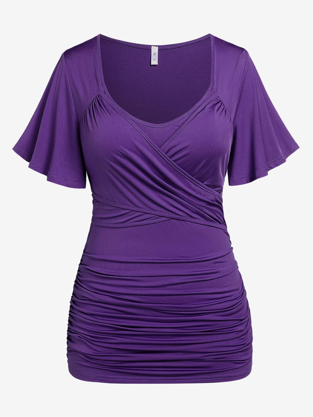 

Футболка з короткими рукавами Rosegal Plus Size Surplice M фіолетовий