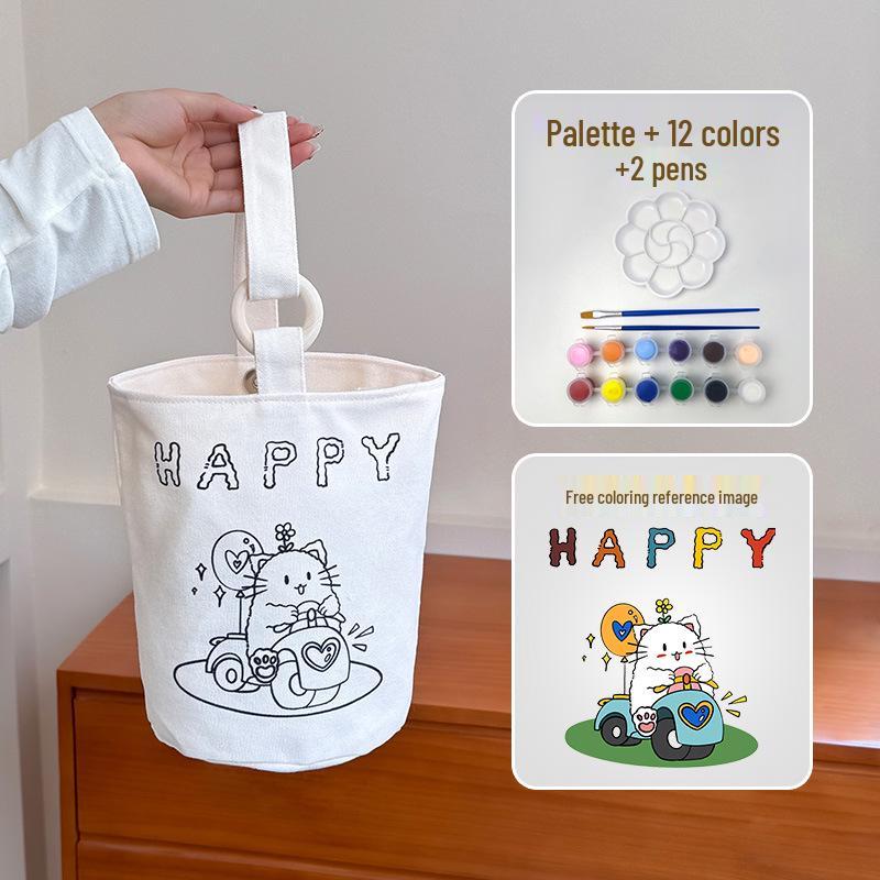 DIY Cartoon-Maltasche für Kinder: Umweltfreundliche, handbemalte Eltern-Kind-Aktivitätstasche