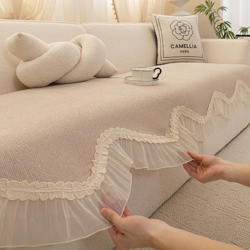 New Special-shaped Irregular Sofa Cushion Four Seasons Universal Solid Color Chenille Anti Slip Living Room Decor Sofa Cover Mat 70x70cm