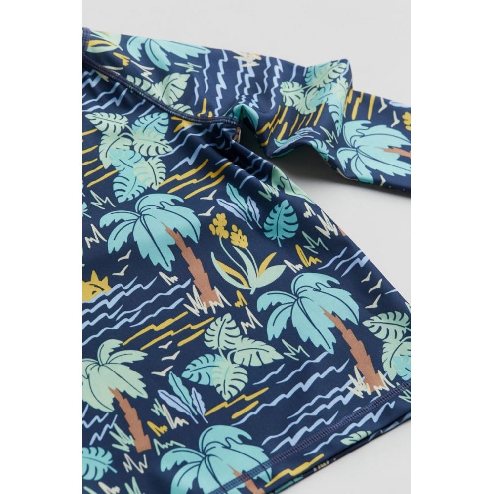 H M UPF 50 rash guard dark blue pattern