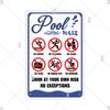 Tin Sign Pool Funny Rules Vintage Plaque Welcome Warning No Swimming Instruction Metal Sign For Home Pool Store Club Wall Decor