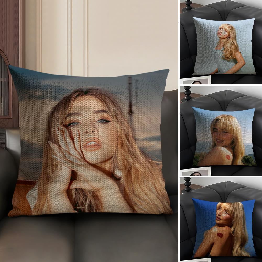 S-Sabrina Carpenters Pillow Case Pattern Printed Pillowcase For Living Room Sofa Cushion Cover & Bedroom Decor