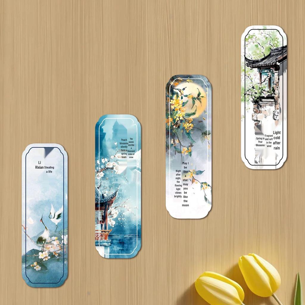 30-Piece Set of Elegant Chinese-Style Scenery Bookmarks - Non-Adhesive Graffiti Design for Learning and Reading