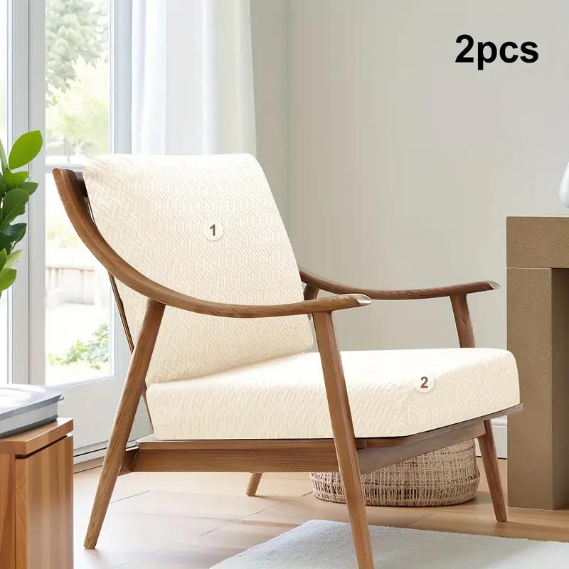 

2pcs/set Jacquard Patio Sofa Cushion Covers Universal Outdoor Stretch Sofa Cover Solid Color Cushion Protector Home Decor