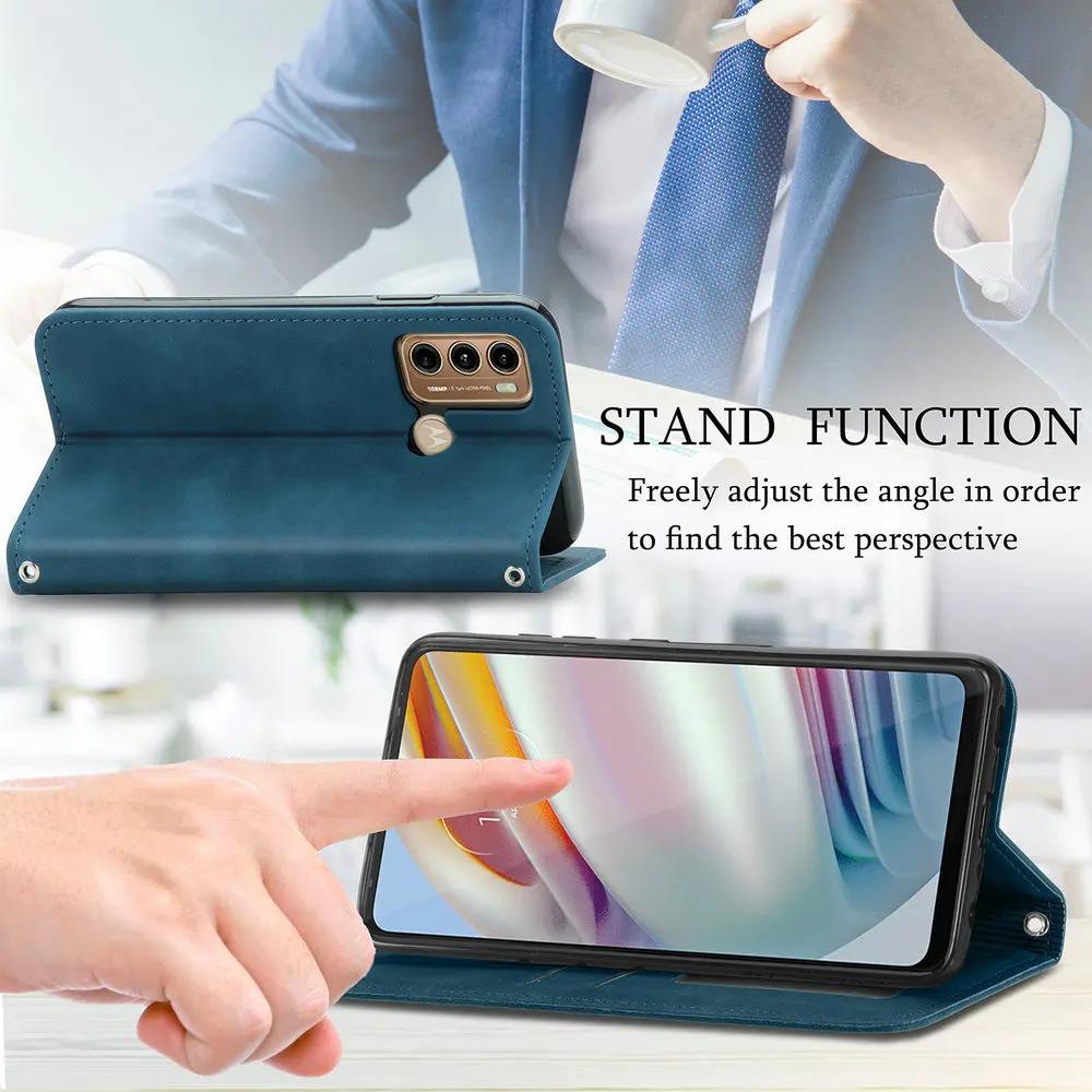 Strong Magnetic Leather Case For Motorola Moto G85 G75 G15 G05 G55 G54 G84 Edge 50 Neo 40 Pro Wallet Cards Solt Flip Book Cover