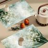4pcs Elegant Marble & Lily Design Linen Placemats, 12x18 Inch - Ideal for Kitchen, Dining Room Decor, Home Dinner Parties & Party Table Settings,