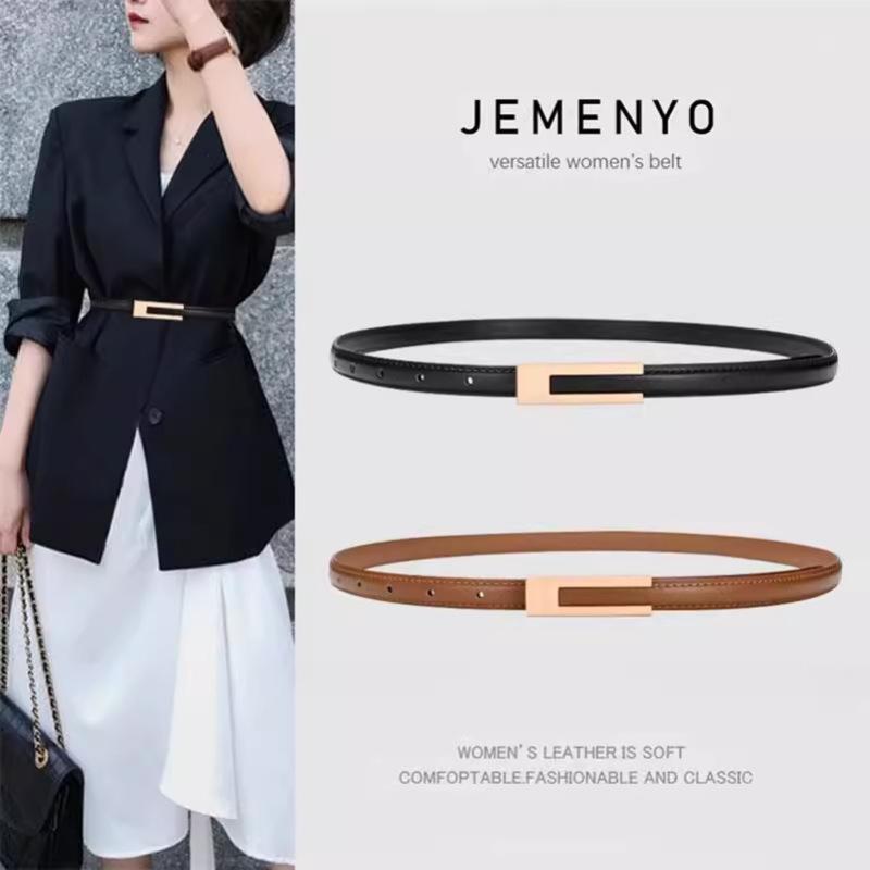 Korean PU Leather Thin Waist Strap Belt For Women Adjustable Fashion Skirts Jeans Decorative Belts Casual Accessories