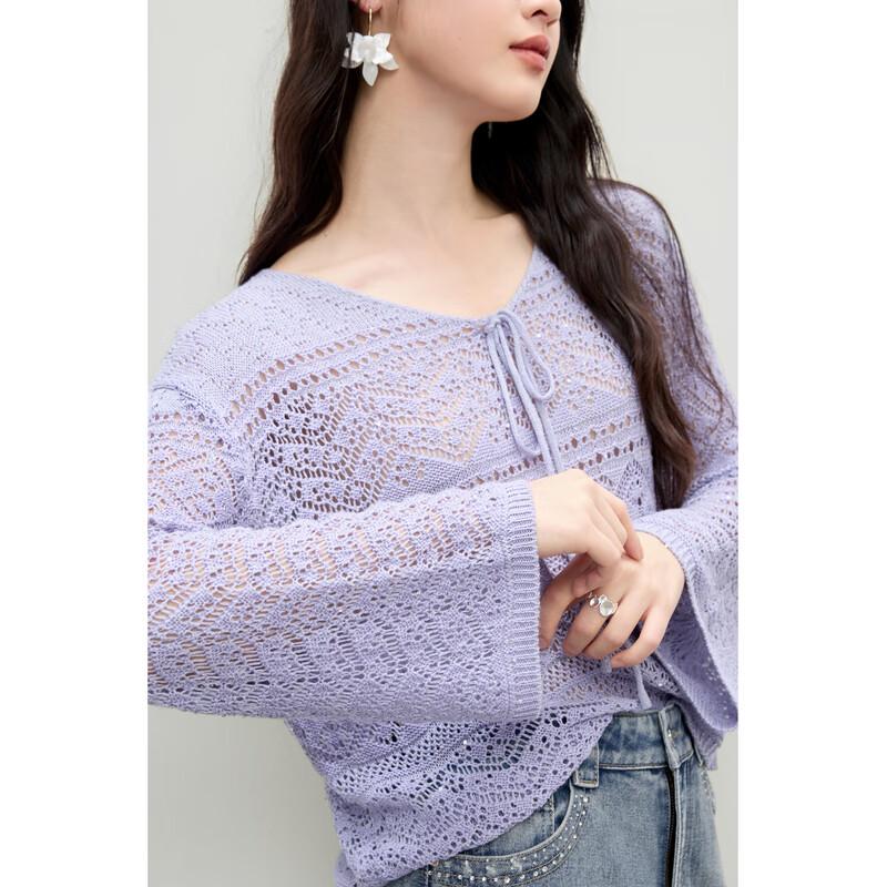 Qiushui Yiren Slim Fit Lace Knit Top