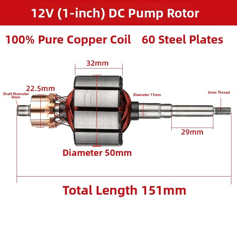 Pure Copper Wire DC Submersible Pump Rotor Motor 12V 24V 48V 60V 72V For 1 Inch Deep Well Water Booster Pump Parts