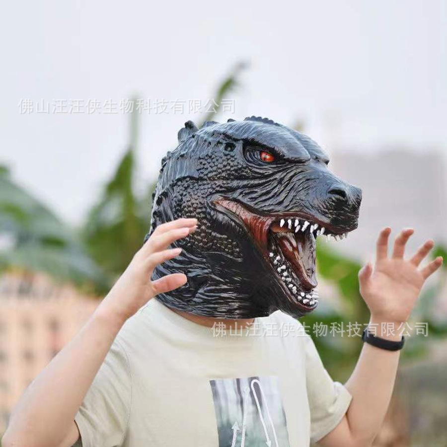 Godzilla mask, King Kong gorilla headgear, full-face latex animal costume for Halloween, Tyrannosaurus Rex prop
