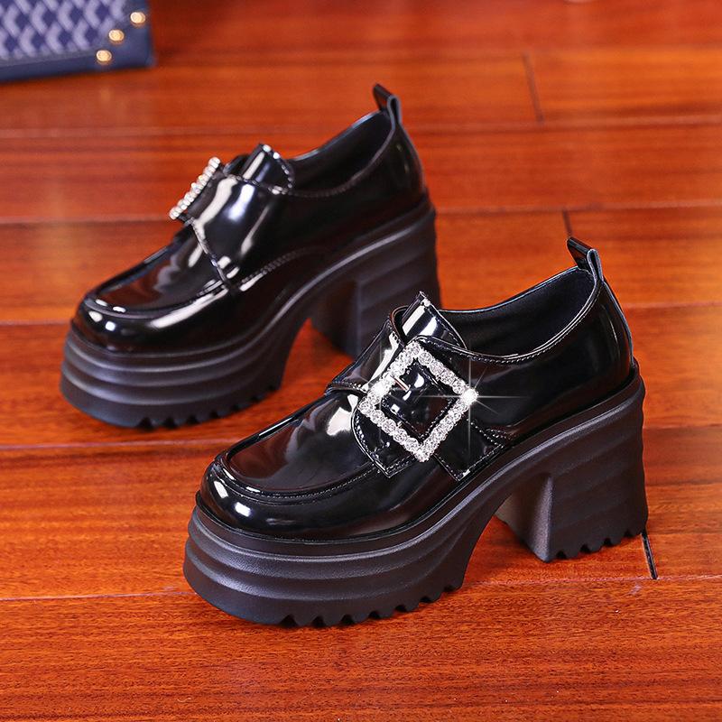 

Platform Mary Jane women s shoes thick heel increased by 10 cm white loafers with skirt bridal wedding artifact muffin 35 чёрный