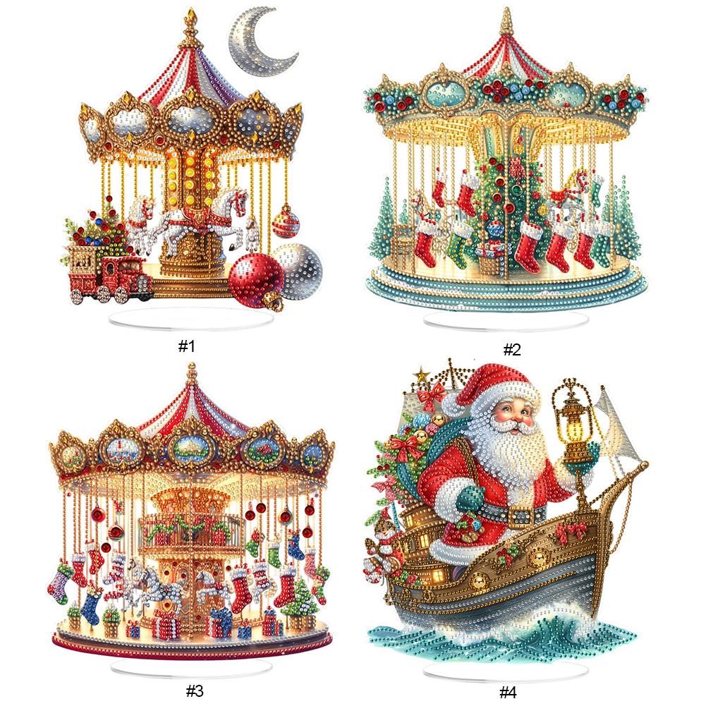 2D Flat Print Xmas DIY Table Top Diamond Painting Ornament Kits 5D DIY Diamond Art Tabletop Decorations Bedroom Table Decoration