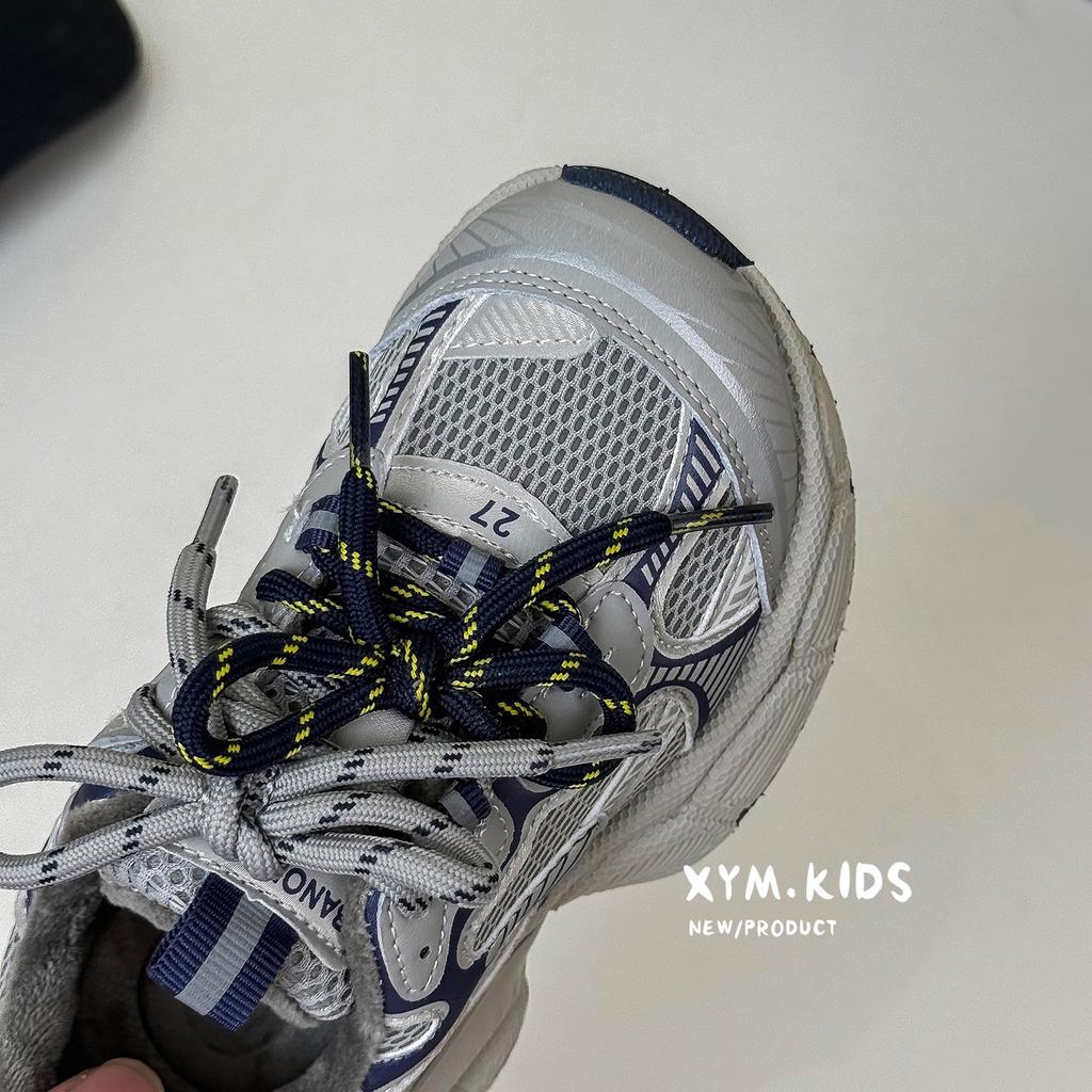 2025 winter new children's sports shoes two cotton running shoes trendy retro double lace-up velvet boys and girls dad shoes