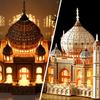 Hallisun 3D Wooden Puzzle Taj Mahal Wooden Model with LED Light India Building Building 3D Puzzle Craft Handicraft DIY Mechanical Assembly Kit for