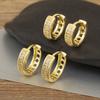 Nidin Hot Sale Round Hollow Design Hoop Earrings For Women Double Layer Shiny Crystal Zircon Fashion Versatile Ear Jewelry Gifts