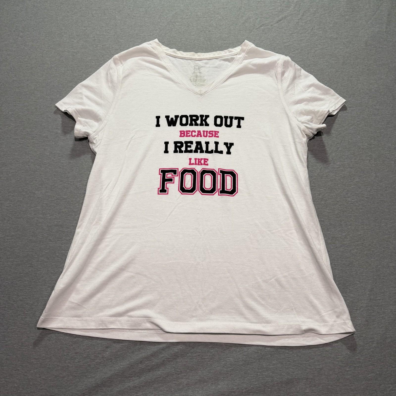 Athletic T Shirt Women s XXL Graphic Print Humor Joke Funny Lounge White Tee XXXL