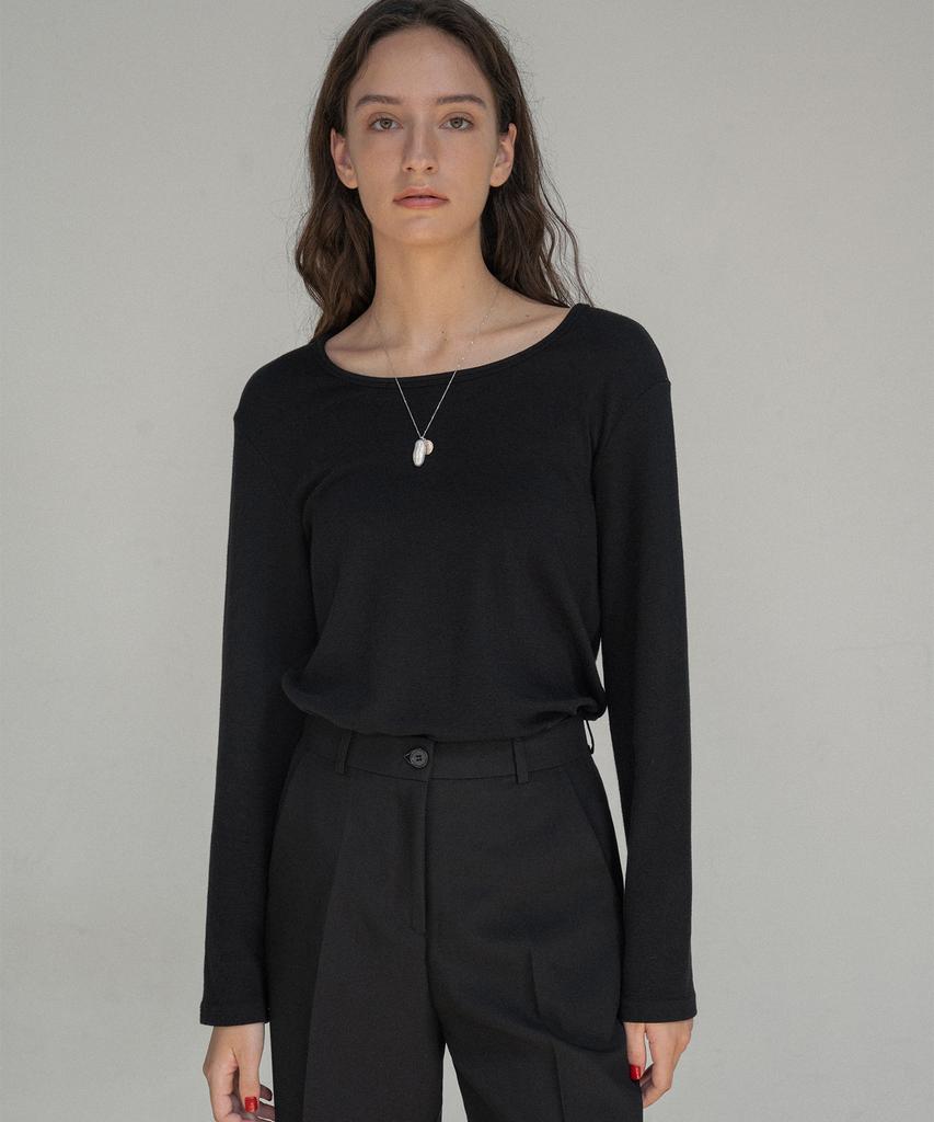 Siyajyu Sitp5164 Round Neck Long Sleeve T-Shirt_Black