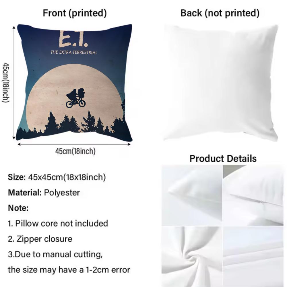 Hot E-Et. The Extra-Terrestrial Cushion Cover Soft Washable Pillow Case Multi-Scene For Couch Bed Travel Office Use