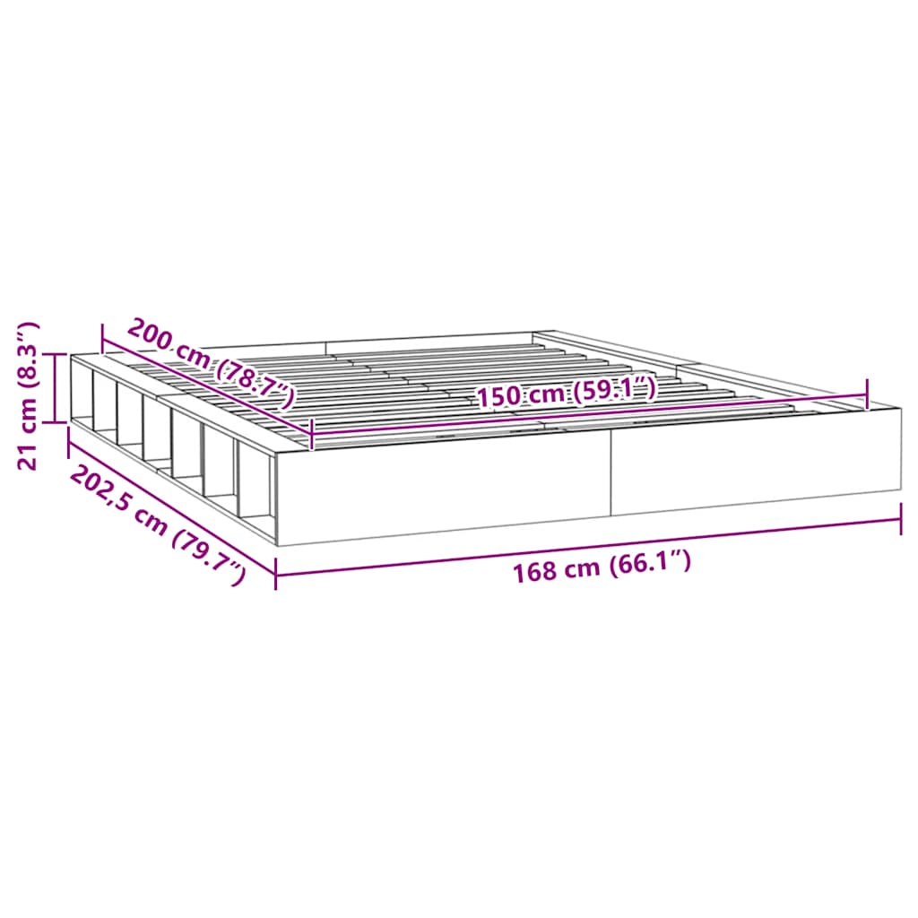 Solid Wood Bed 150 x 200 cm