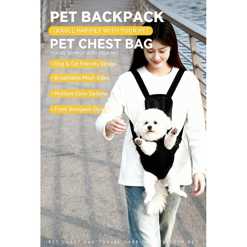 Pet Carrier Bag Dog Carrier Cat Carrier Front Backpack Breathable Mesh Pet Chest Bag Hands Free Travel Bag for Small Dogs Cats