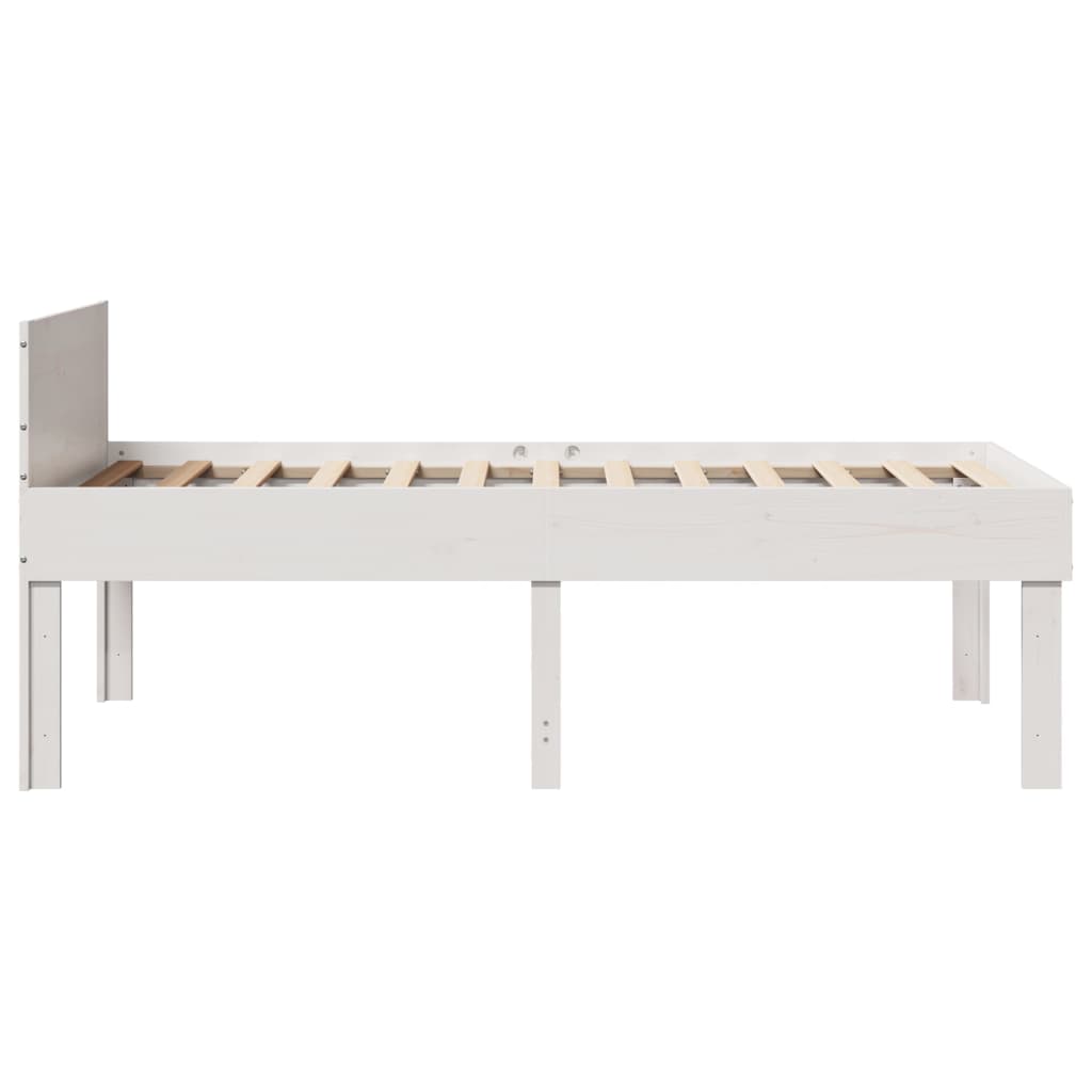 Vidaxl Bed Frame Without Mattress, White, 90X190 Cm, Solid Pine Wood
