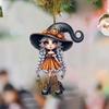 Halloween Witch Pendant Acrylic Car Charm Rearview Mirror Decoration Festive Atmosphere Scene Accessory