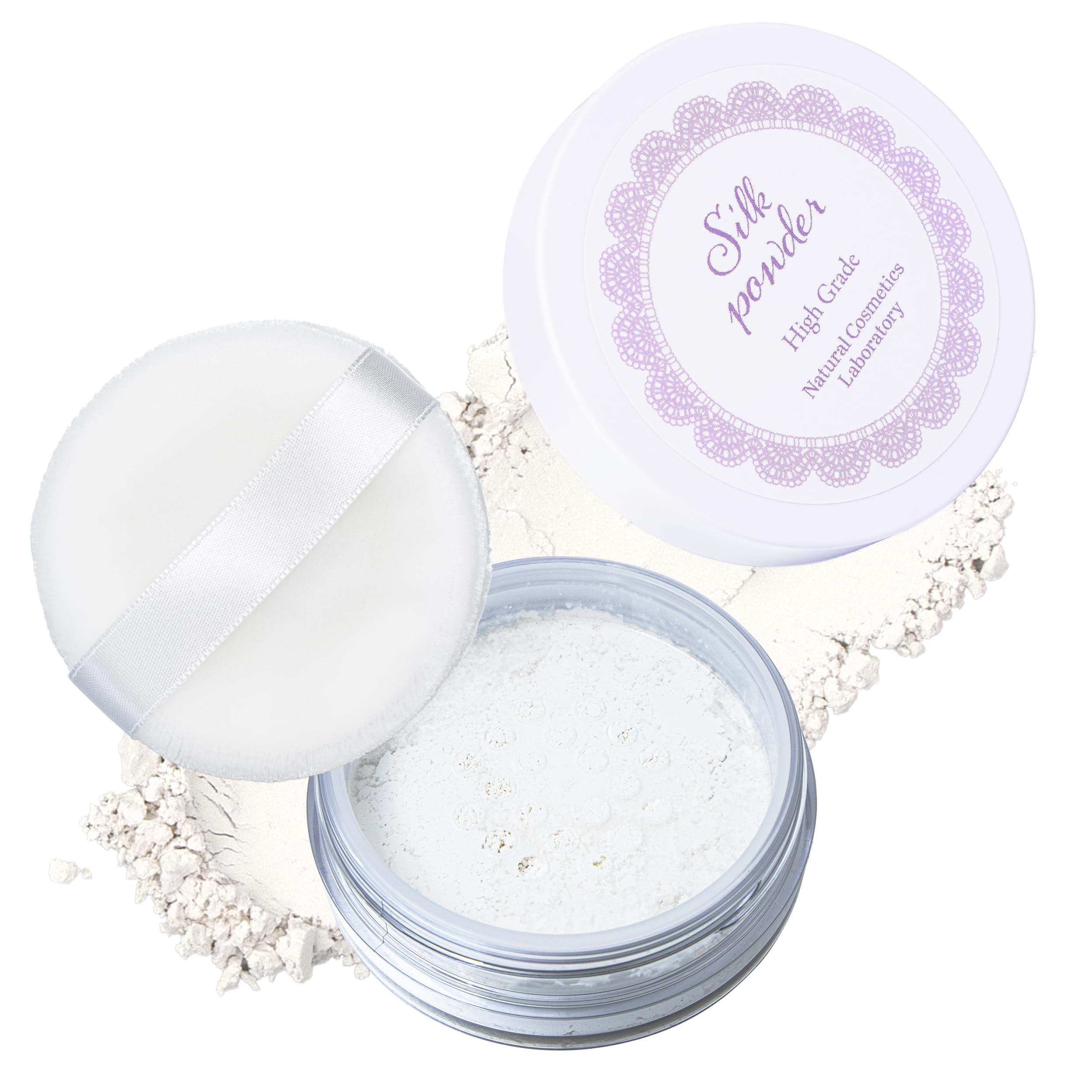 Natural Cosmetics Research Institute Silk Powder High Grade Silk Made in Japan Face Powder Loose Foundation 9g Case with Puff 100% белый